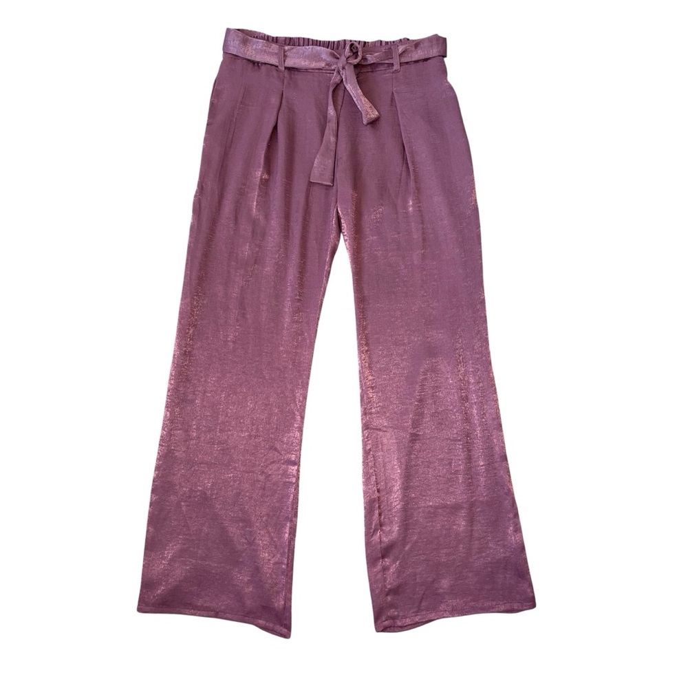 Bebop Lilac Mauve Satin Shiny Wide Leg Pants